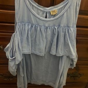 off the shoulder blue top